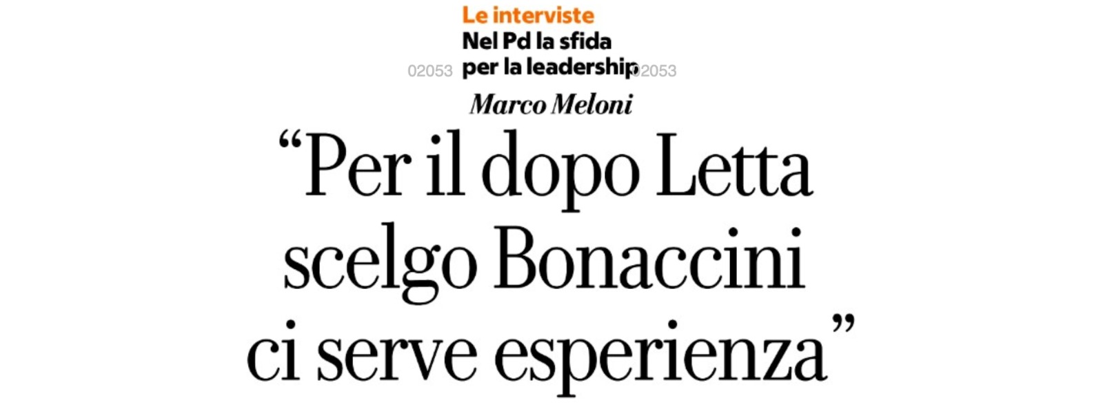 Meloni (PD): “Per il dopo Letta scelgo Bonaccini, ci serve esperienza”