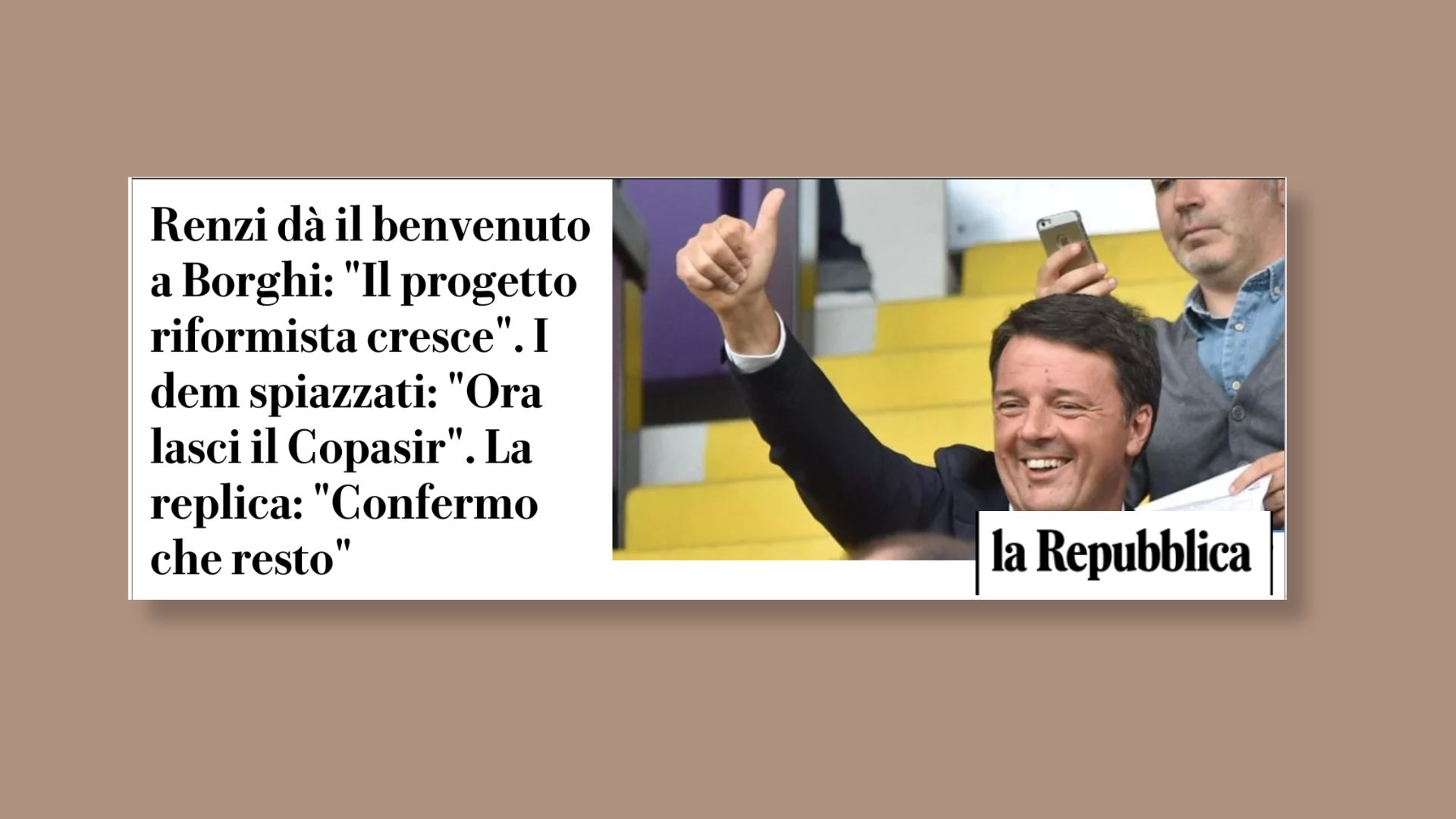 Renzi dà il benvenuto a Borghi: “Il progetto riformista cresce”. I dem spiazzati: “Ora lasci il Copasir”. La replica: “Confermo che resto”