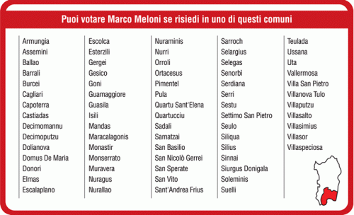 Puoi votare per Marco Meloni se risiedi in questi comuni
